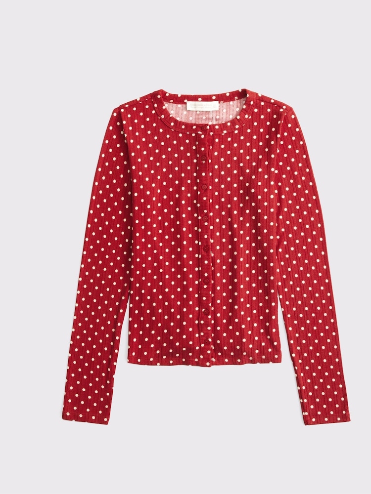 Abercrombie & Fitch Pointelle Long Sleeve Pyjama Top - Image 1 of 1 Abercrombie & Fitch Pointelle Long Sleeve Pyjama Top - Image 1 of 1