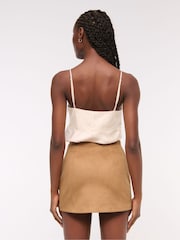 Abercrombie & Fitch Brown Suede High Rise Mini Skort - Image 5 of 7