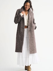 Abercrombie & Fitch Grey Herringbone Tailored Top Coat - Image 1 of 7