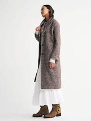 Abercrombie & Fitch Grey Herringbone Tailored Top Coat - Image 3 of 7