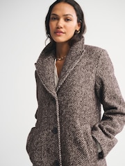 Abercrombie & Fitch Grey Herringbone Tailored Top Coat - Image 4 of 7