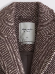 Abercrombie & Fitch Grey Herringbone Tailored Top Coat - Image 7 of 7