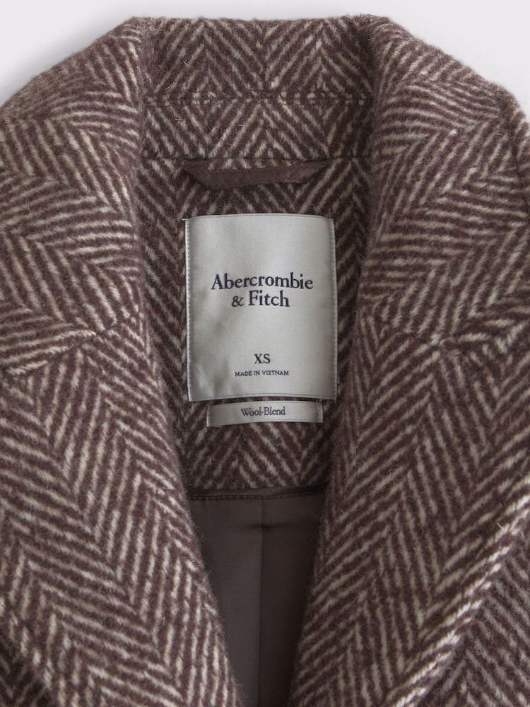 Abercrombie & Fitch Grey Herringbone Tailored Top Coat - Image 7 of 7 Abercrombie & Fitch Grey Herringbone Tailored Top Coat - Image 7 of 7