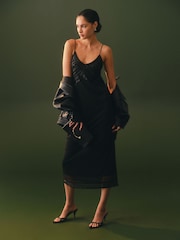 Abercrombie & Fitch Black Tie Back Midi Dress - Image 1 of 8