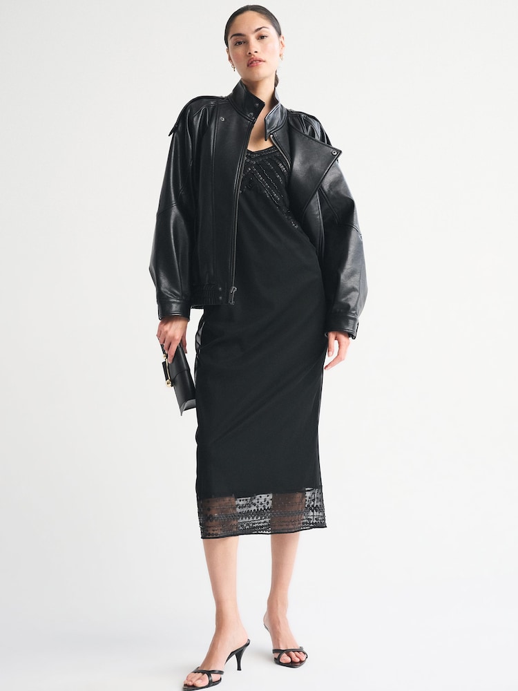 Abercrombie & Fitch Black Tie Back Midi Dress - Image 2 of 8