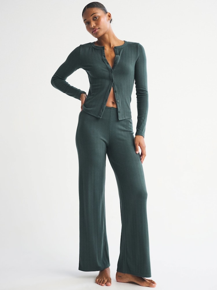 Abercrombie & Fitch Green Pointelle Long Sleeve Pyjama Top - Image 2 of 6 Abercrombie & Fitch Green Pointelle Long Sleeve Pyjama Top - Image 2 of 6