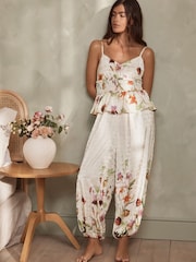 B by Ted Baker Cream Floral Satin Cami Pyjamas - Image 1 of 5
