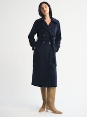 Abercrombie & Fitch Blue Wool Long Trench Coat - Image 3 of 8