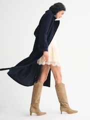 Abercrombie & Fitch Blue Wool Long Trench Coat - Image 5 of 8