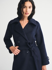 Abercrombie & Fitch Blue Wool Long Trench Coat - Image 6 of 8