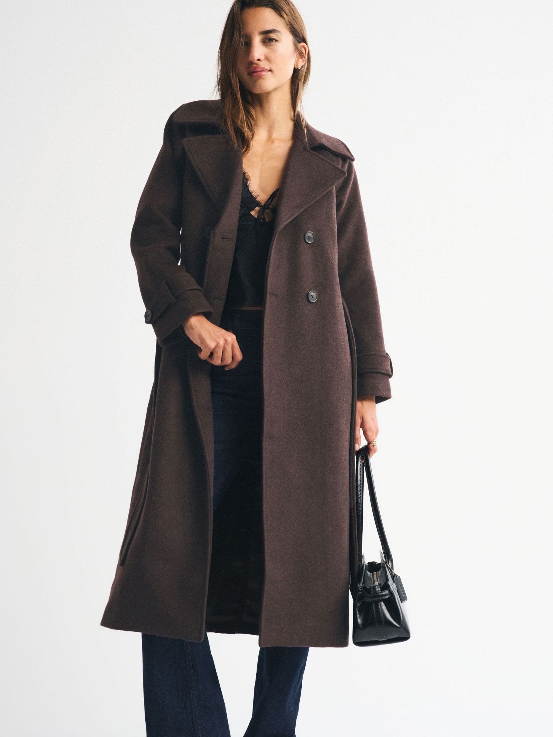 Buy Abercrombie & Fitch Brown Wool Long Trench Coat from Next Canada