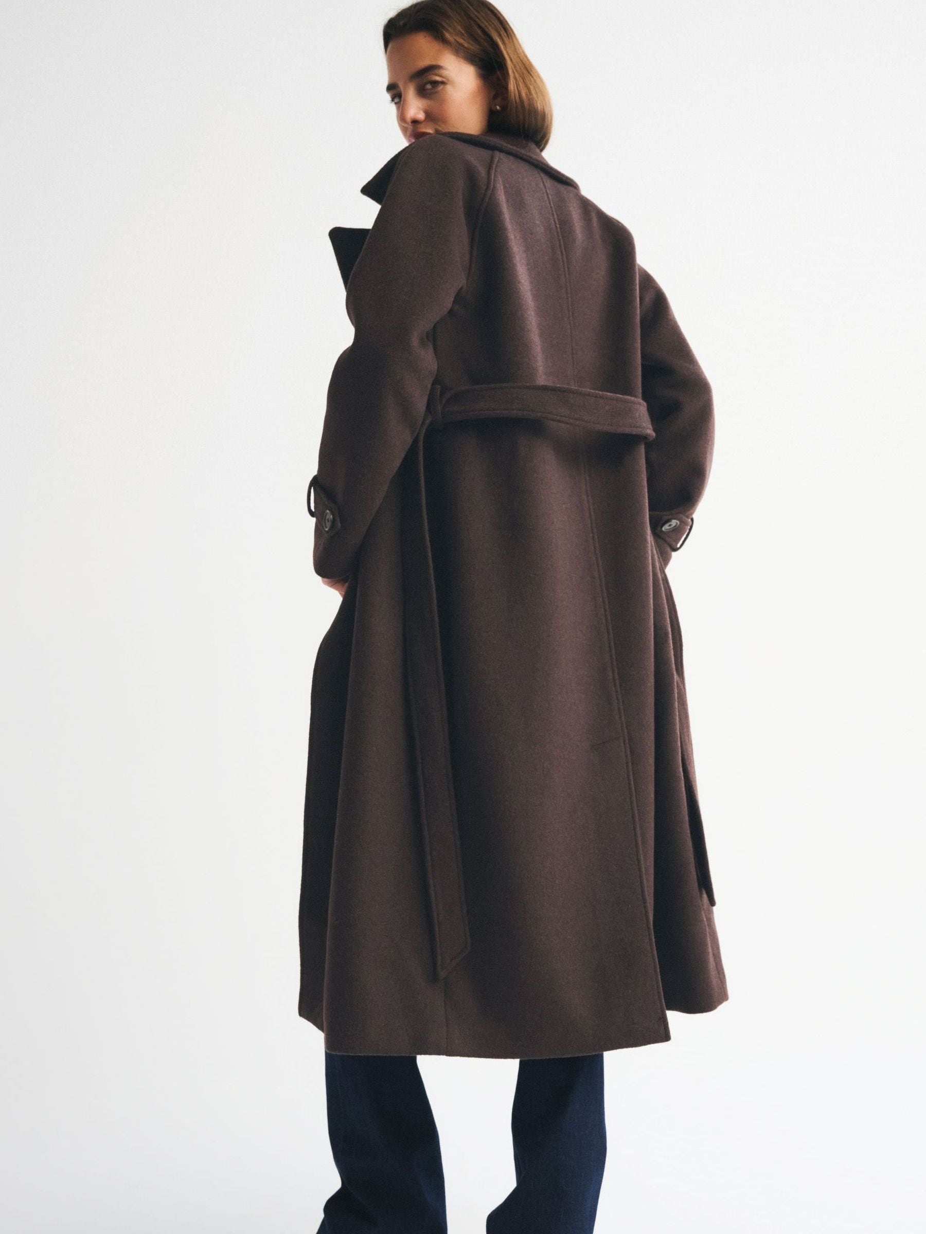Buy Abercrombie & Fitch Brown Wool Long Trench Coat from Next Canada