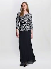 Gina Bacconi Brandy Embroidered Black Blouse With Tie Belt - Bild 1 von 4