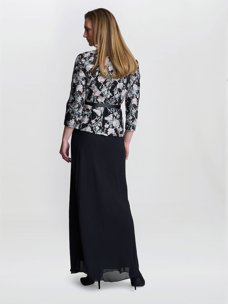 Gina Bacconi Brandy Embroidered Black Blouse With Tie Belt - Bild 2 von 4