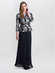 Gina Bacconi Brandy Embroidered Black Blouse With Tie Belt - Bild 3 von 4