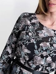 Gina Bacconi Brandy Embroidered Black Blouse With Tie Belt - Bild 4 von 4
