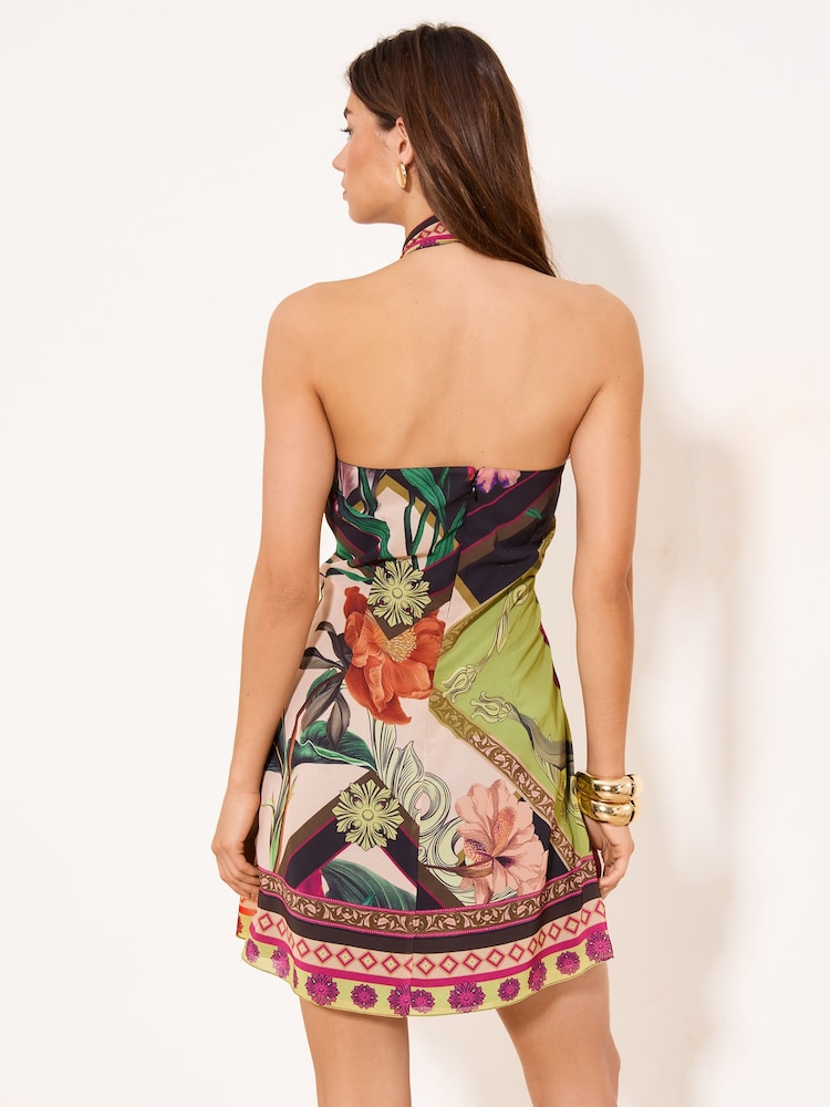 Lipsy Black Embrodiery Fringe Scarf Swing Mini Dress - Image 4 of 4