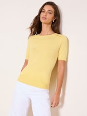 Lipsy Lace Insert Short Sleeve Fine Gauge Knit T-Shirt - 4суретінің 1 суреті