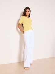 Lipsy Lace Insert Short Sleeve Fine Gauge Knit T-Shirt - 4суретінің 3 суреті