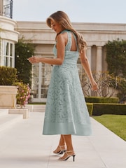 Lipsy Premium Light Blue Cutwork Lace Halter Neck Midi Shirt Dress - Image 4 of 4