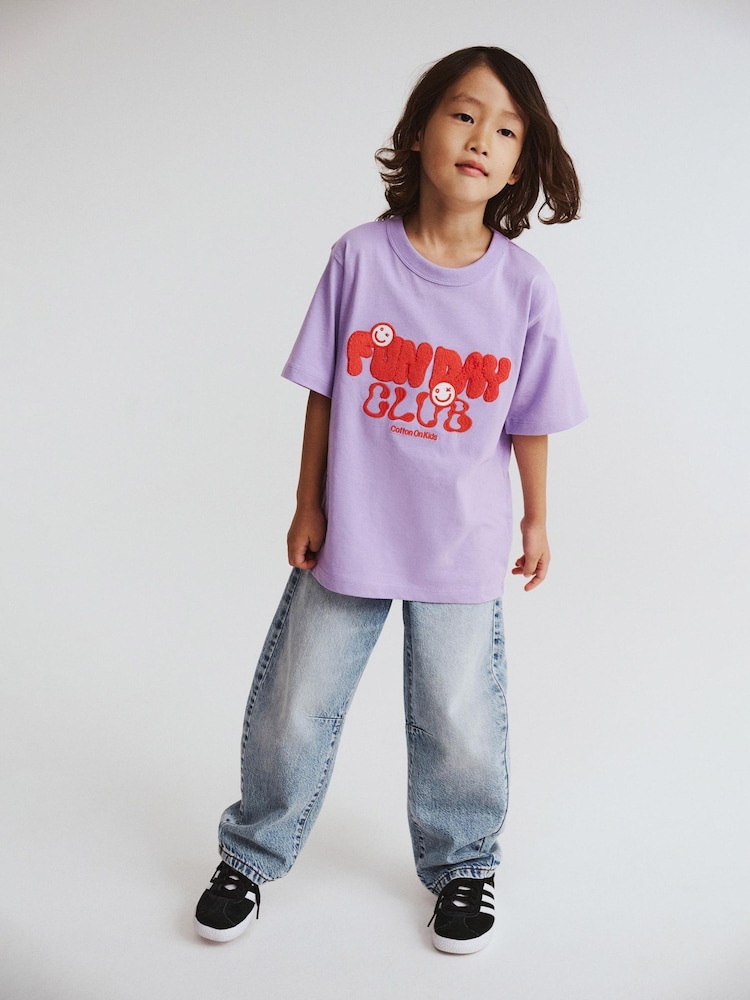 Cotton On Purple Poppy Oversize Graphic Print T-Shirt - Image 1 of 4