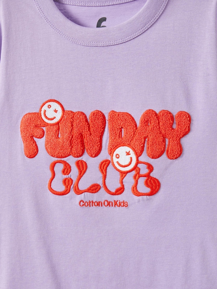 Cotton On Purple Poppy Oversize Graphic Print T-Shirt - Image 4 of 4