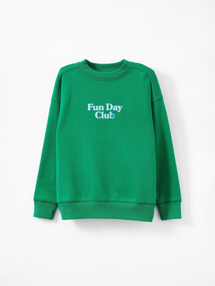 Cotton On Green Sammy Oversized Crew Sweatshirt - Image 1 of 3