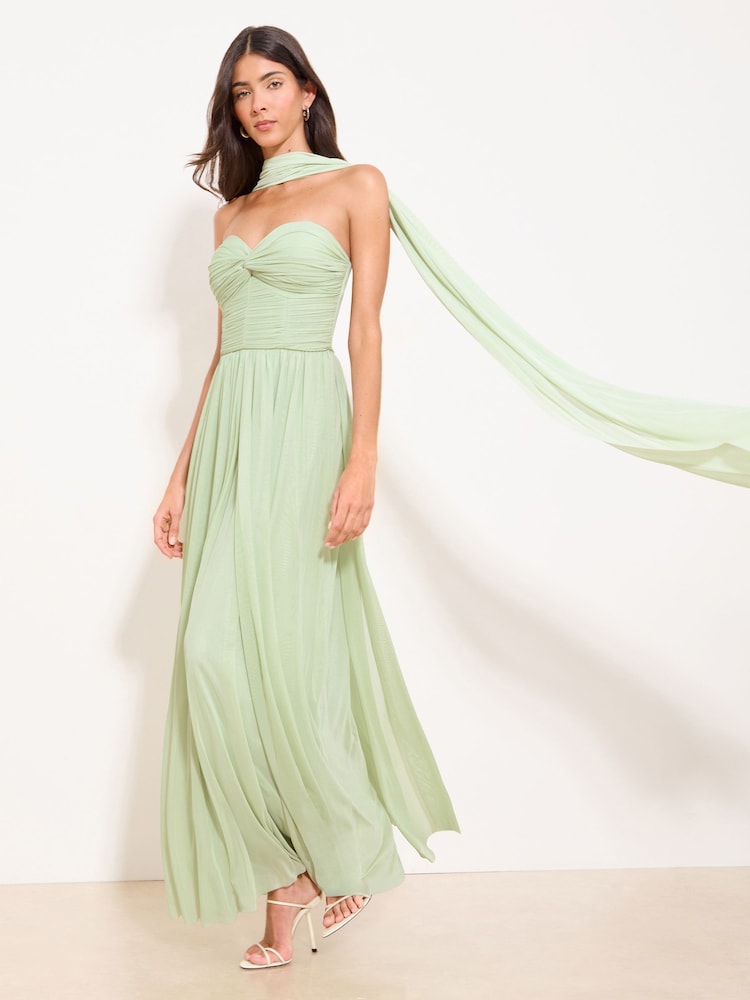 Lipsy Mint Green Petite Birdesmaid Multiway Scarf Maxi Dress - Image 1 of 5