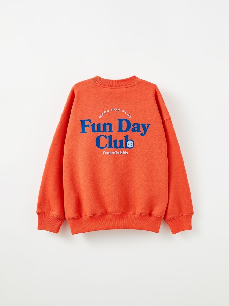 Cotton On Orange Sammy Oversized Crew Sweatshirt - Image 2 of 3