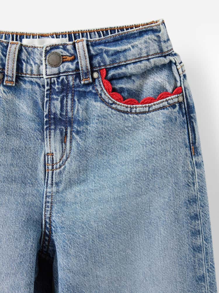 Cotton On Blue Embellished Super Wide Denim Jeans - Image 3 of 3