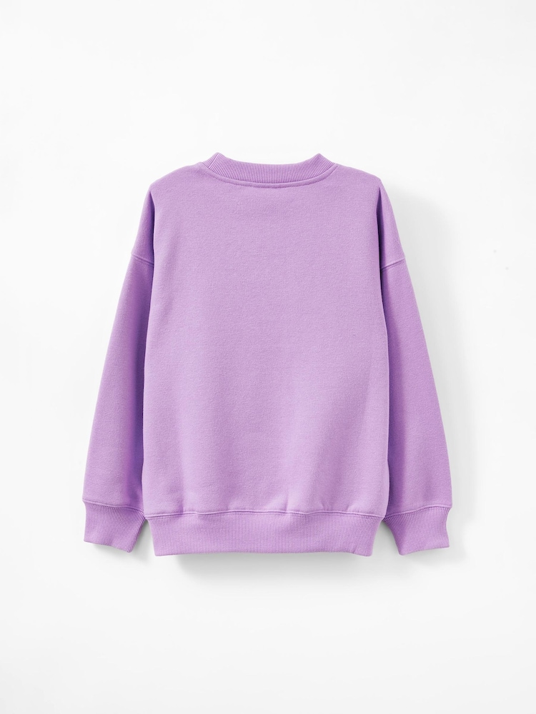 Cotton On Purple Sammy Oversized Crew Sweatshirt - Image 2 of 3