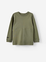 Cotton On Green Long Sleeve Textured Splice T-Shirt - Image 1 of 2