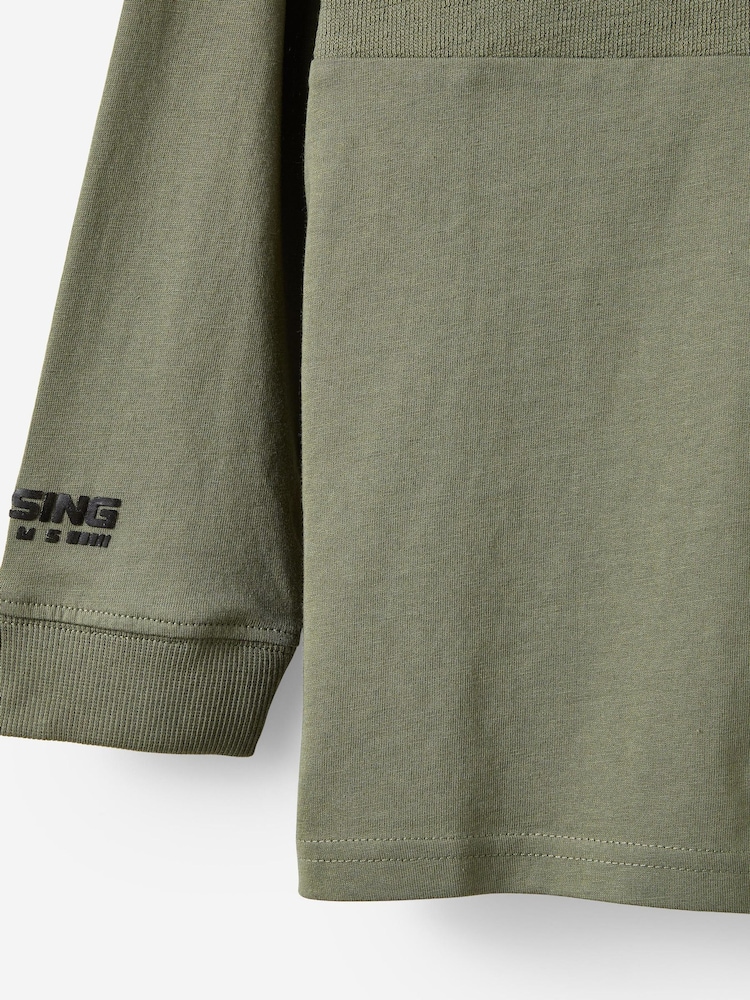 Cotton On Green Long Sleeve Textured Splice T-Shirt - Image 2 of 2