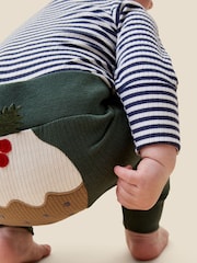 Mori Green Christmas Pudding Character Christmas Joggers - Image 2 of 4