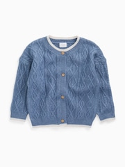 MORI Blue Supersoft Chunky Knit Cardigan - Image 3 of 4