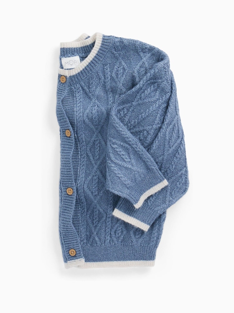 MORI Blue Supersoft Chunky Knit Cardigan - Image 4 of 4