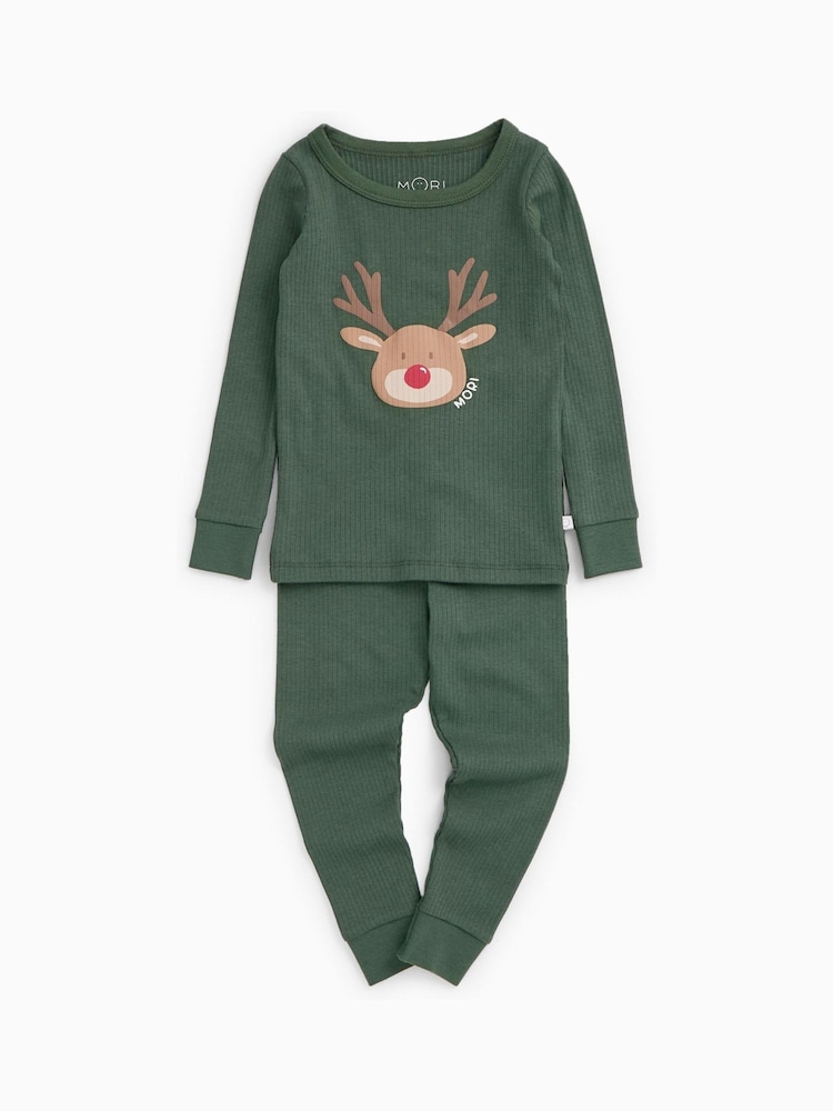 MORI Dark Green 2 Piece Pyjamas Set - Image 2 of 4 MORI Dark Green 2 Piece Pyjamas Set - Image 2 of 4