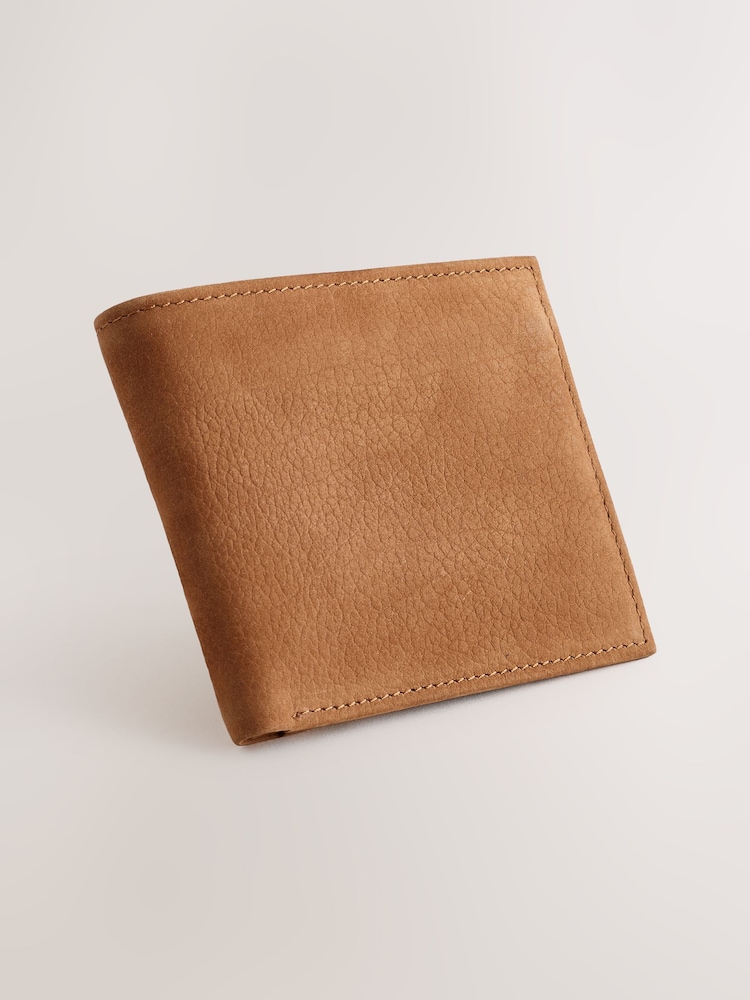 棕褐色 - Nubuck Leather Bifold Wallet - 图片1 / 4