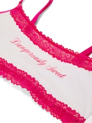 Victoria's Secret Pink White/Pink Scoop Cotton Lace Trim Bralette - Image 3 of 3