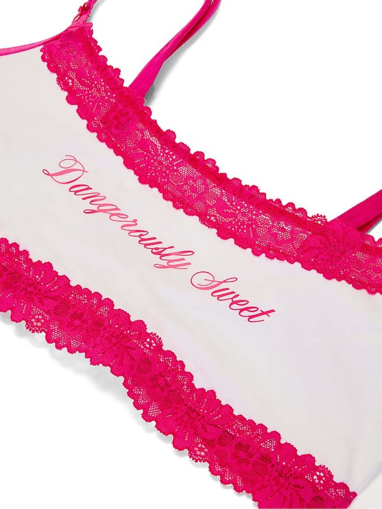 Victoria's Secret Pink White/Pink Scoop Cotton Lace Trim Bralette - Image 3 of 3 Victoria's Secret Pink White/Pink Scoop Cotton Lace Trim Bralette - Image 3 of 3