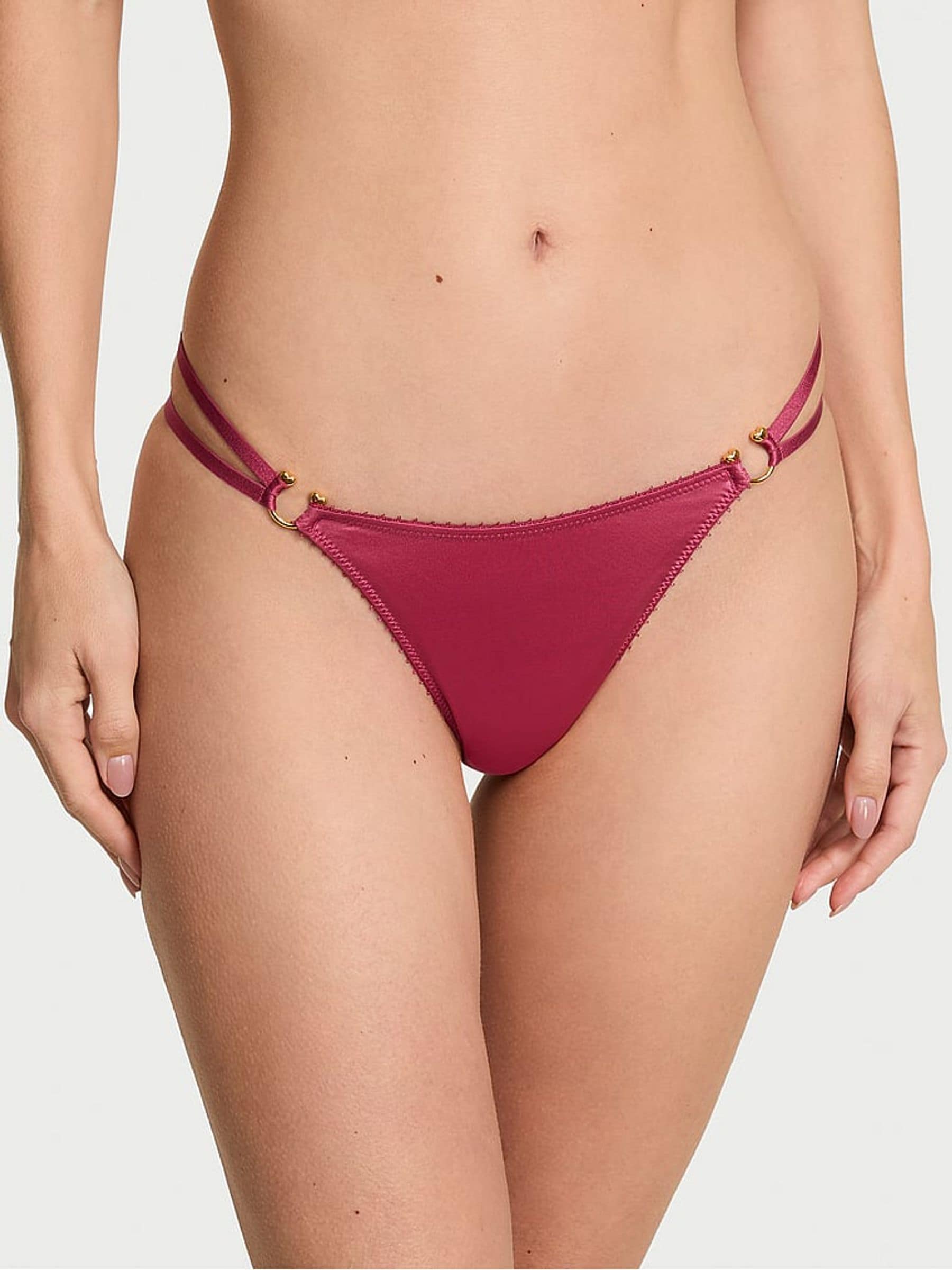 Victoria's Secret Peony Pink Thong Strappy Ring Knickers