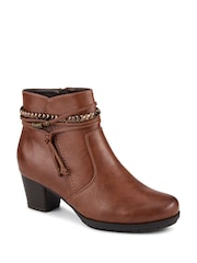 Pavers Brown Lace-Detailed Heeled Ankle Boots - Image 2 of 5