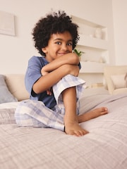 Blue/White Single Woven Check Pyjamas (1.5-16yrs) - Image 2 of 2