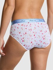 Victoria's Secret PINK Blue Gingham Floral Print Hipster Cotton Logo Knickers - Image 2 of 2
