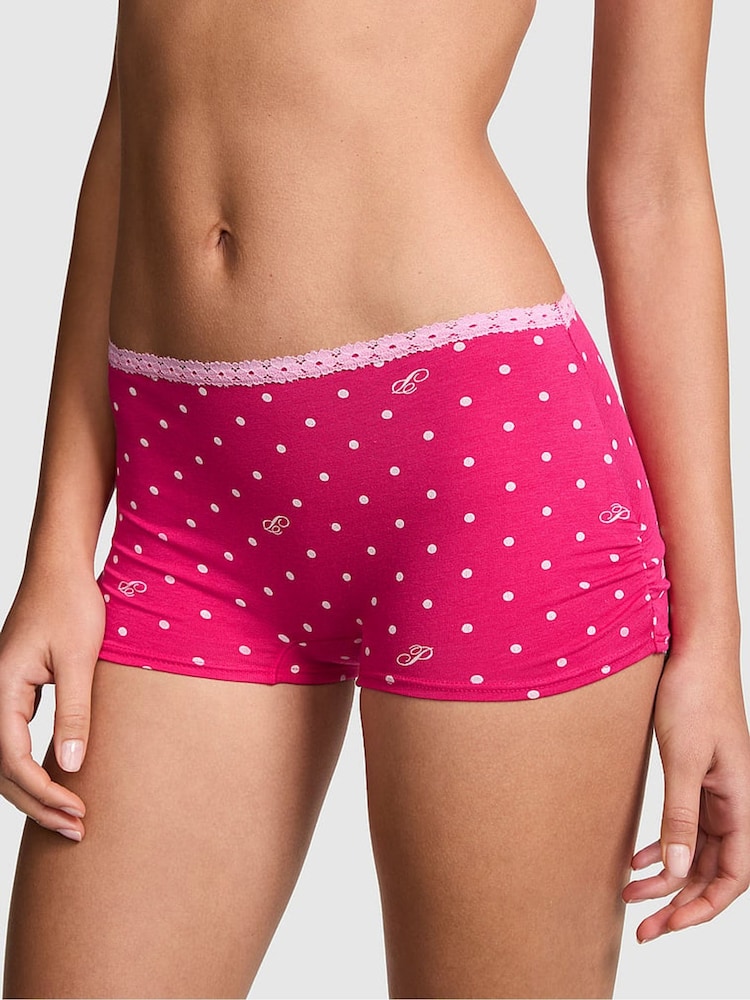 Victoria's Secret Pink Hot Stuff Pink Boyshort Cotton Knickers - Image 1 of 2