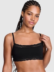 Victoria's Secret Pink Black Scoop Cotton Lace Trim Bralette - Image 1 of 2