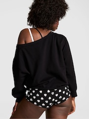 Victoria's Secret Pink Black Off The Shoulder Fleece Sweatshirt - Image 2 of 2