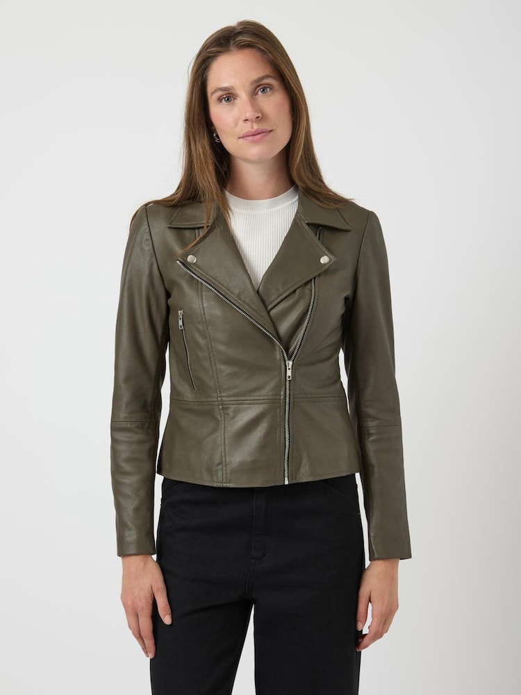 Y.A.S Green Leather Jacket - Bild 1 von 3