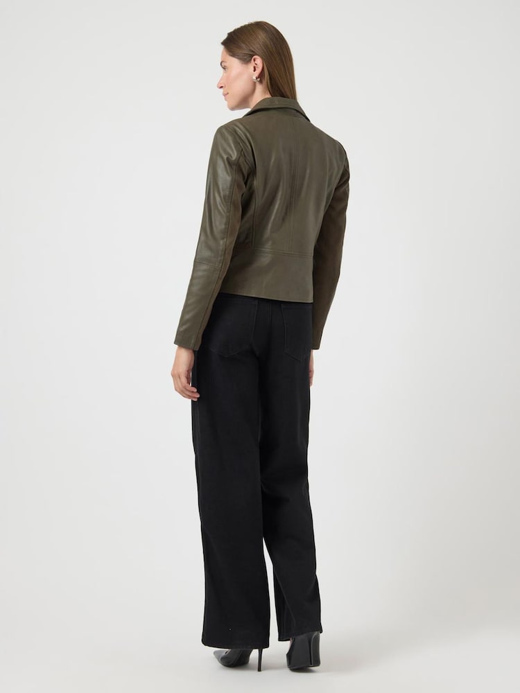 Y.A.S Green Leather Jacket - Bild 2 von 3