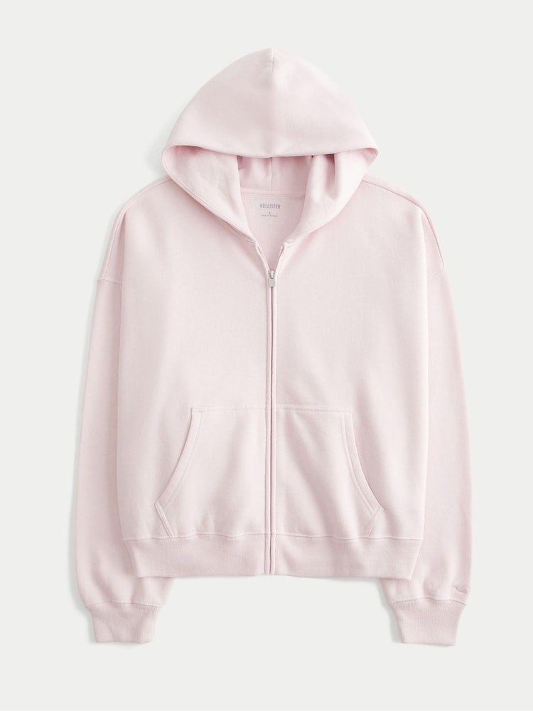 Hollister Pink Zip-Through Hoodie - Image 3 of 3